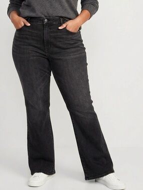 NWT OLD NAVY Soft Black Extra High Rise Flare Jeans size 30 PLUS SIZE